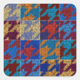 Patchwork canvas: imitation vintage pattern. square sticker
