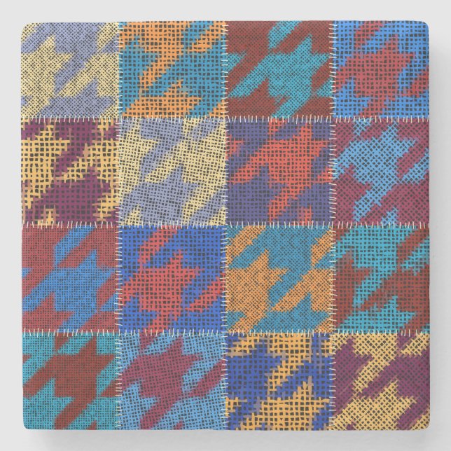 Patchwork canvas: imitation vintage pattern. stone coaster (Front)