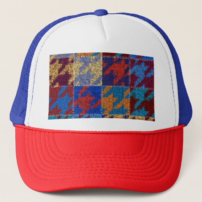 Patchwork canvas: imitation vintage pattern. trucker hat (Front)