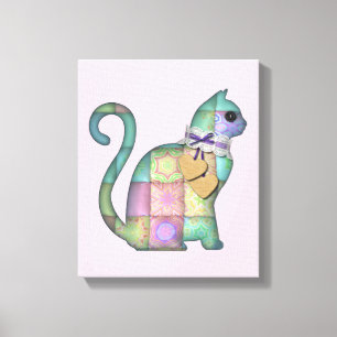 patchwork cat canvas print