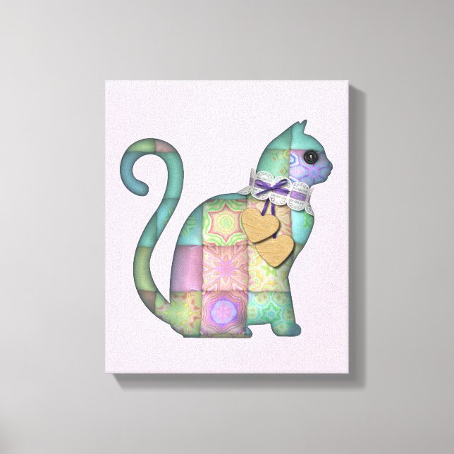 patchwork cat canvas print (Front)