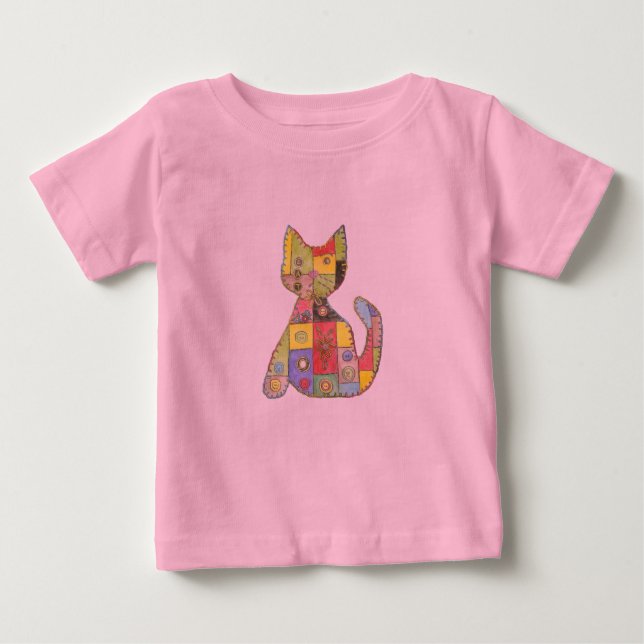 Patchwork Cat pink t-Shirt (Front)