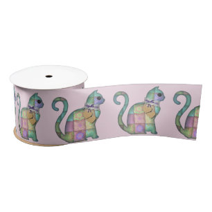 patchwork cat ribbon satin ribbon