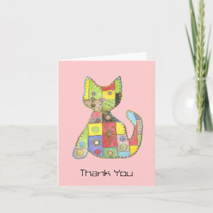 Patchwork Cat thank you card