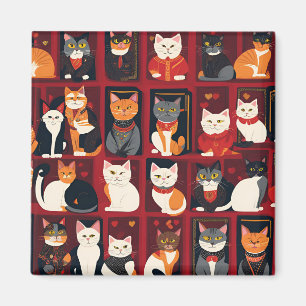 patchwork cats AI art magnet