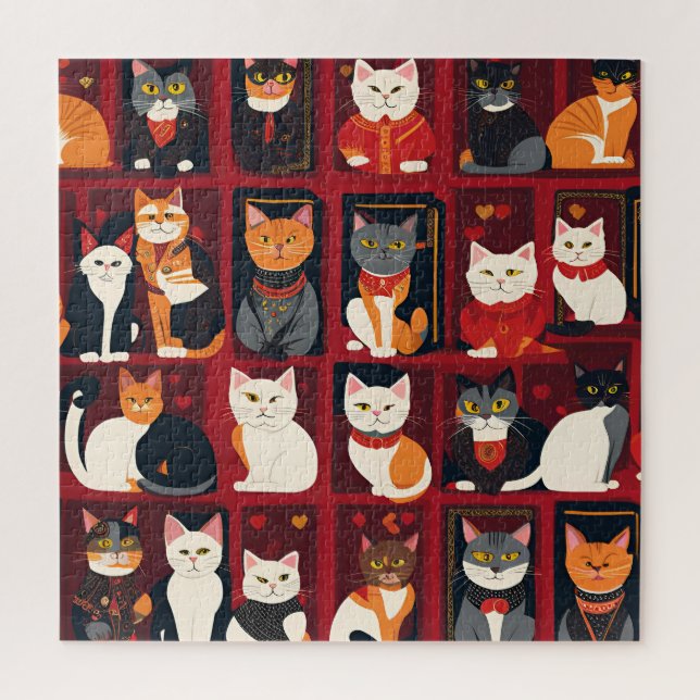 patchwork cats AI art puzzle (Vertical)