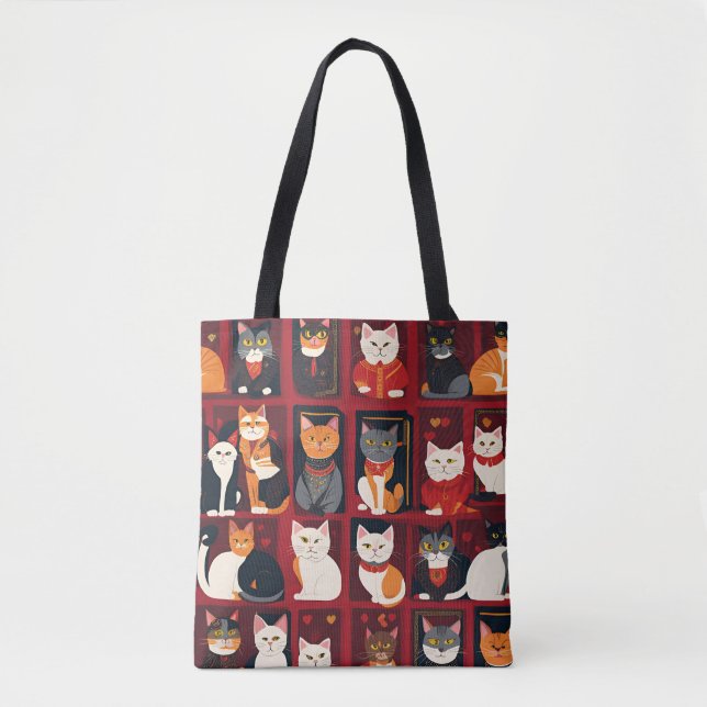 patchwork cats Ai art tote bag (Front)