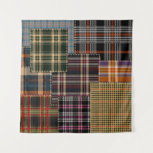 Patchwork checks, tartan surface design. tapestry