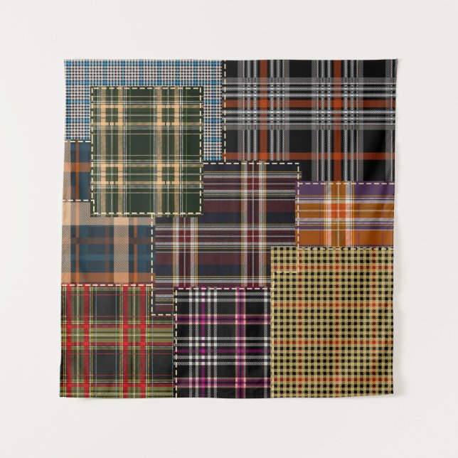 Patchwork checks, tartan surface design. tapestry (Front)