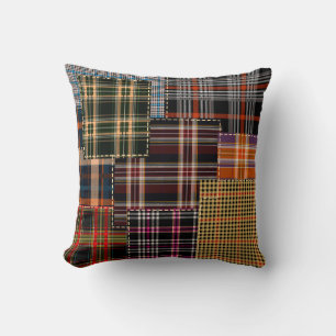 patchwork chercks pattern, tartan design, surface cushion