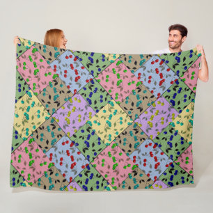 Patchwork cherry berry retro vintage colours fun o fleece blanket