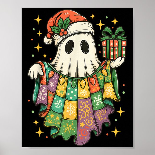 Patchwork Christmas Ghost Christmas, Christmas Boo Poster (Front)