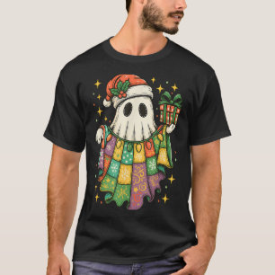 Patchwork Christmas Ghost Christmas, Christmas Boo T-Shirt