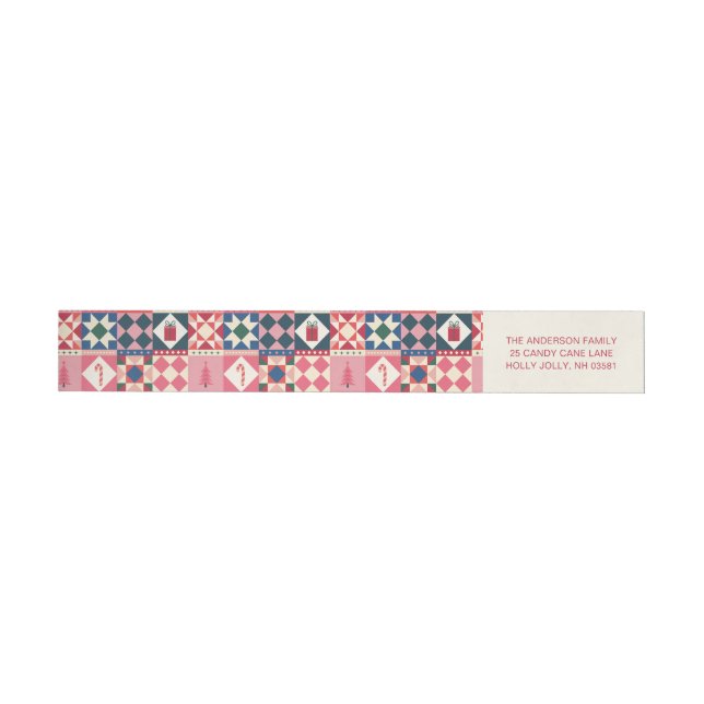Patchwork Christmas Multicolored Wrap Around Label (Individual)