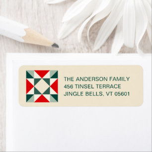 Patchwork Christmas Red and Green Return Address