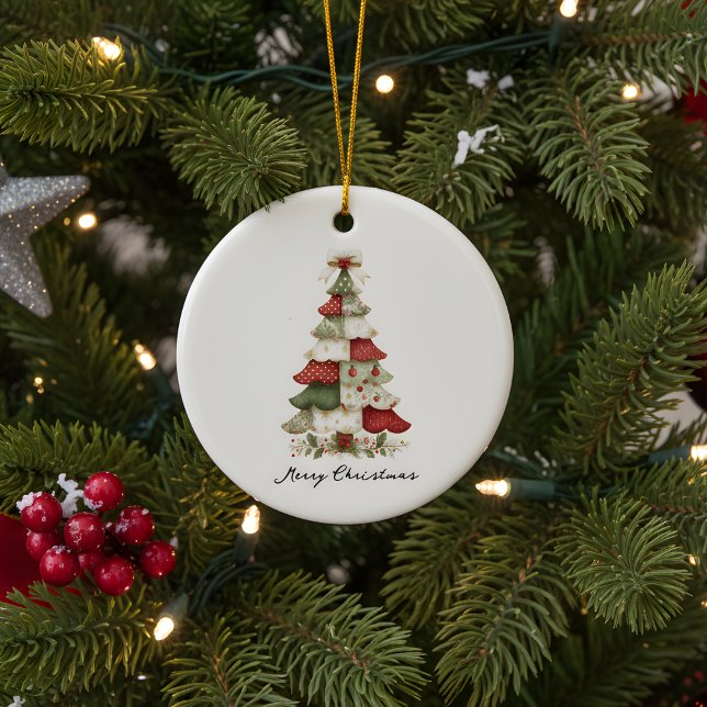 Patchwork Christmas Tree Christmas Ornament (Creator Uploaded)