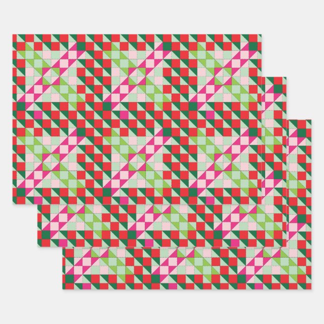 Patchwork Christmas Wrapping Paper Sheet (Set)