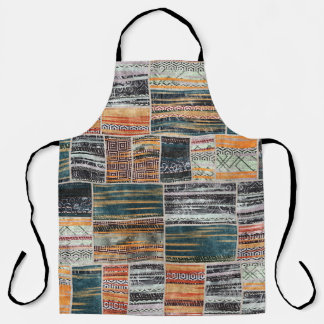 Patchwork collage mix, quilt pattern print. apron