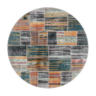 Patchwork collage mix, quilt pattern print. cutting board