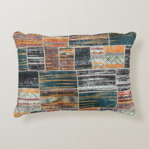 Patchwork collage mix, quilt pattern print. decorative cushion