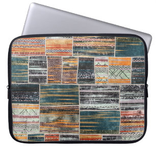 Patchwork collage mix, quilt pattern print. laptop sleeve