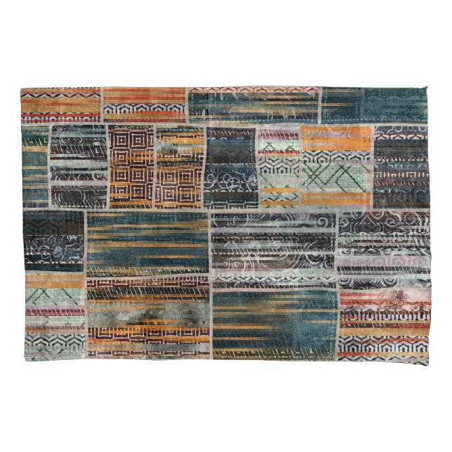 Patchwork collage mix, quilt pattern print. pillowcase (Front)