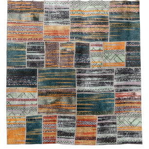 Patchwork collage mix, quilt pattern print. shower curtain