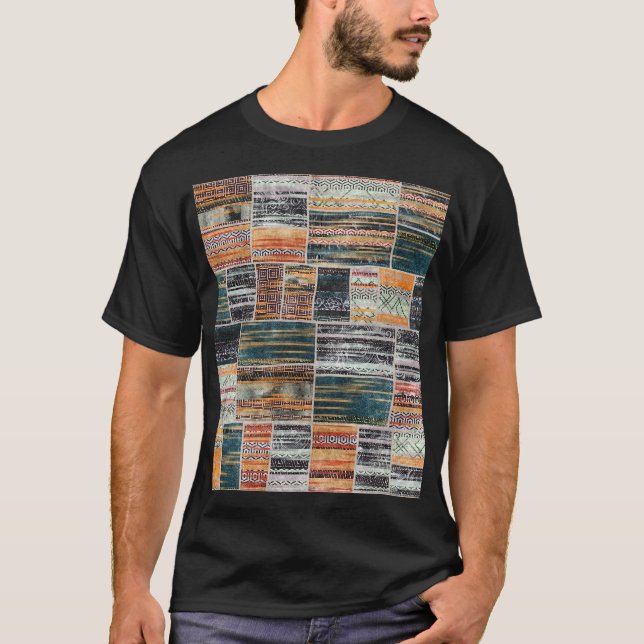 Patchwork collage mix, quilt pattern print. T-Shirt (Front)