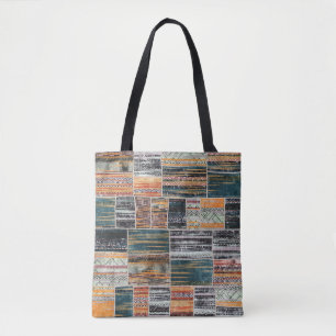 Patchwork collage mix, quilt pattern print. tote bag