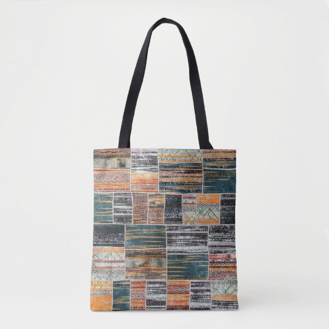 Patchwork collage mix, quilt pattern print. tote bag (Front)