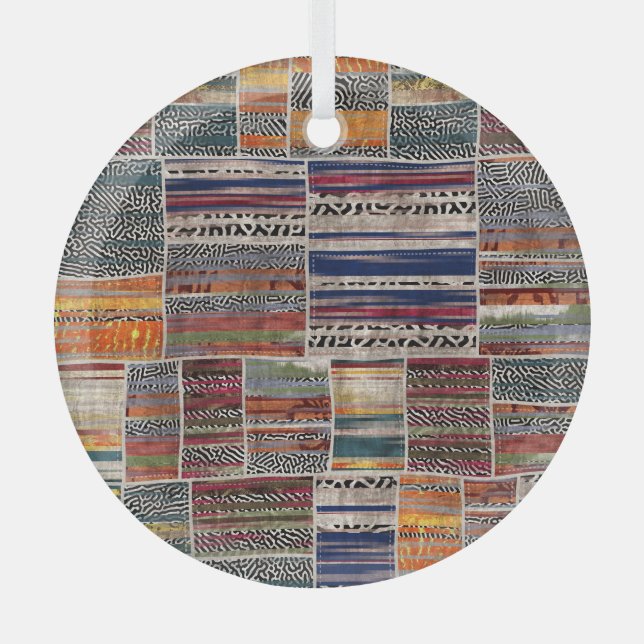 Patchwork collage: mixed quilt pattern. glass tree decoration (Front)