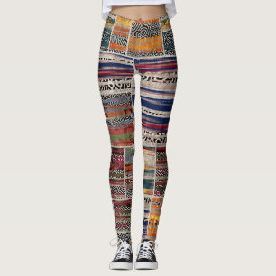 Patchwork collage: mixed quilt pattern. leggings