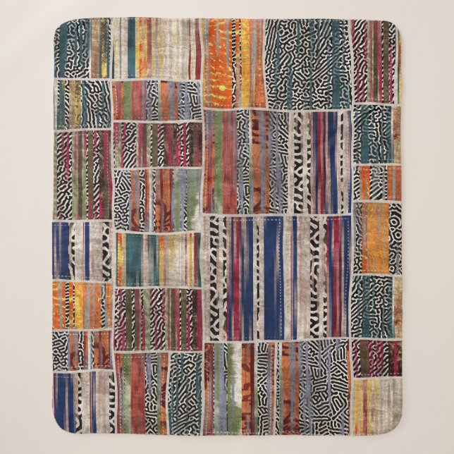 Patchwork collage: mixed quilt pattern. sherpa blanket (Front)