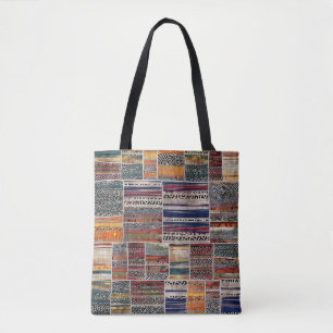 Patchwork collage: mixed quilt pattern. tote bag