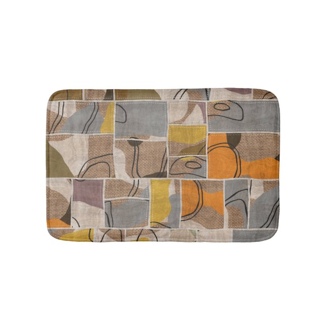 Patchwork collage, quilt mix pattern bath mat (Front)