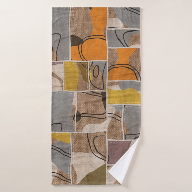 Patchwork collage, quilt mix pattern bath towel (Bath Towel)