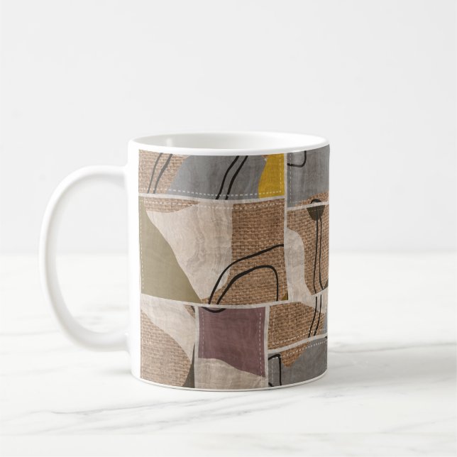 Patchwork collage, quilt mix pattern coffee mug (Left)