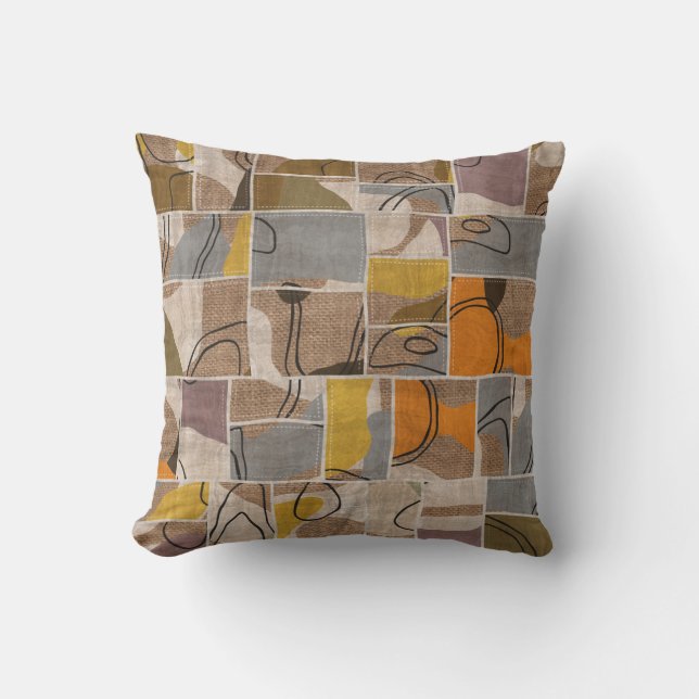 Patchwork collage, quilt mix pattern cushion (Front)
