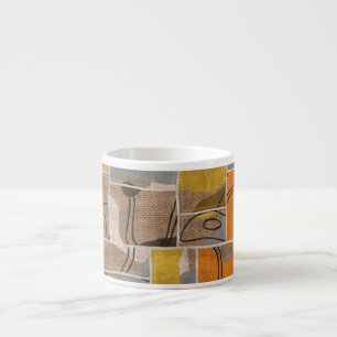 Patchwork collage, quilt mix pattern espresso cup