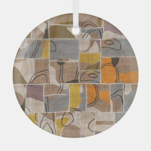 Patchwork collage, quilt mix pattern glass tree decoration