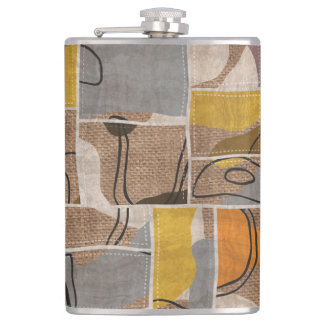 Patchwork collage, quilt mix pattern hip flask