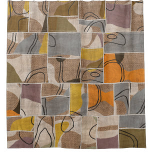 Patchwork collage, quilt mix pattern shower curtain