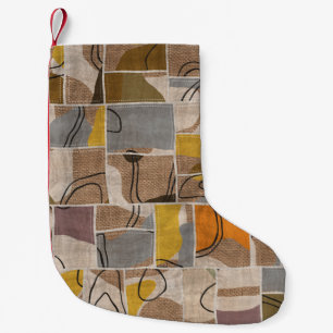 Patchwork collage, quilt mix pattern small christmas stocking