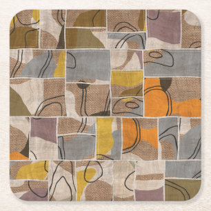 Patchwork collage, quilt mix pattern square paper coaster