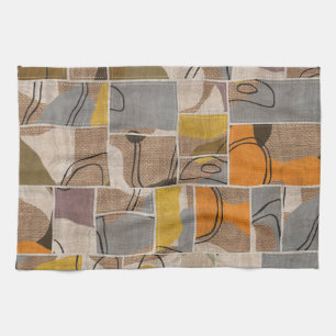 Patchwork collage, quilt mix pattern tea towel