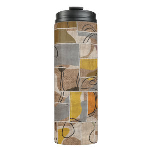 Patchwork collage, quilt mix pattern thermal tumbler