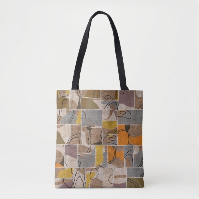 Patchwork collage, quilt mix pattern tote bag (Front)