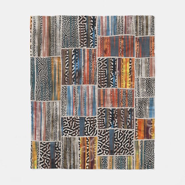 Patchwork Collage: Quilt Pattern Extravaganza Fleece Blanket (Front)