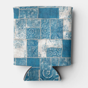 Patchwork Collage: Quilt Pattern Mix Can Cooler