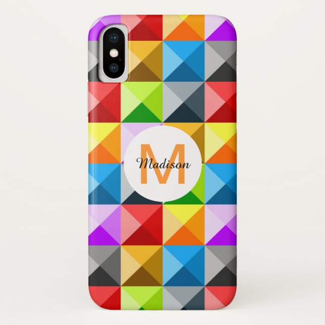 Patchwork Colourful geometric pattern Monogram Case-Mate iPhone Case (Back)